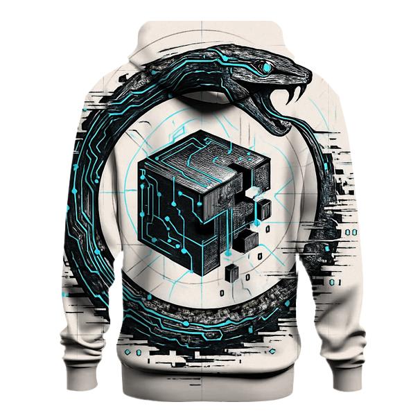 Digital Glitch Ouroboros lightweight hoodies