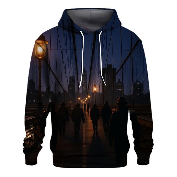 Brooklyn Bridge Pre Dawn Workers Commute embroidered hoodies