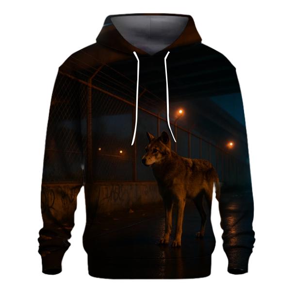 Urban Edge Wolf Near Highway Overpass pullover hoodies