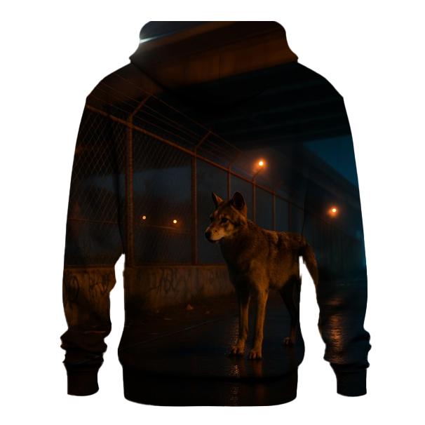 Urban Edge Wolf Near Highway Overpass pullover hoodies