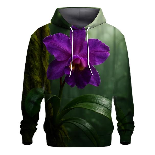 Wild Orchid Clinging To Misty Rainforest Trunk hoodie designs