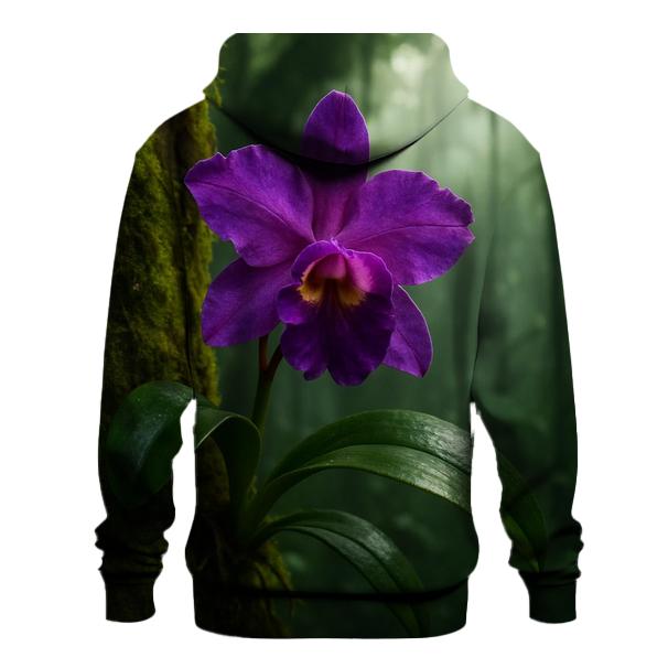 Wild Orchid Clinging To Misty Rainforest Trunk hoodie designs