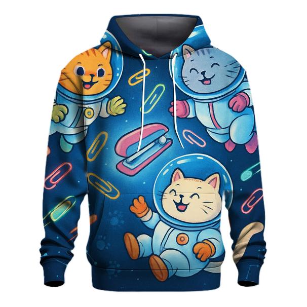 Cat Astronauts In Paperclip Orbit embroidered hoodies