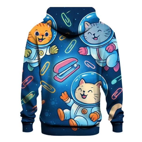 Cat Astronauts In Paperclip Orbit embroidered hoodies