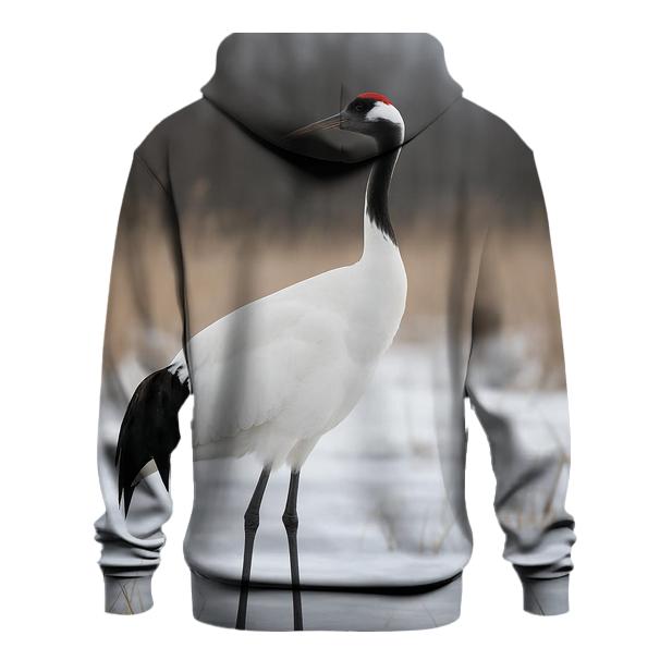 Red Crowned Crane On Winter Marsh hoodies fashion