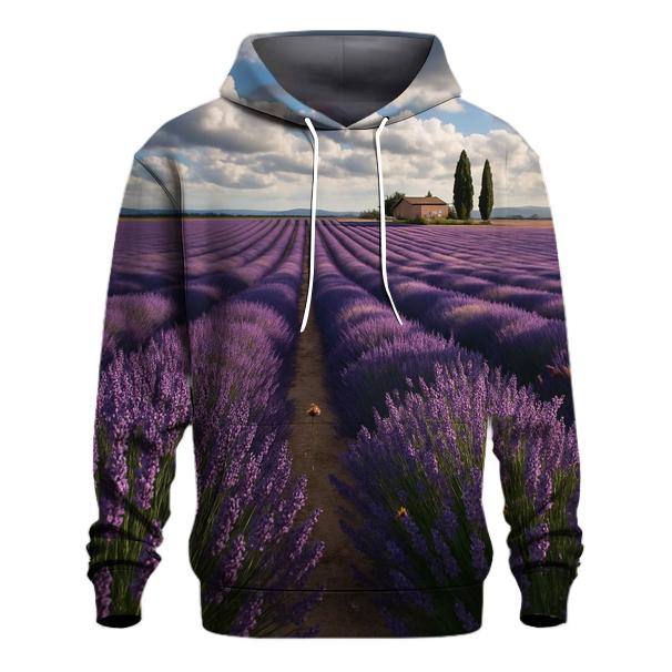 Lavender Rows Under Migrating Clouds premium hoodies