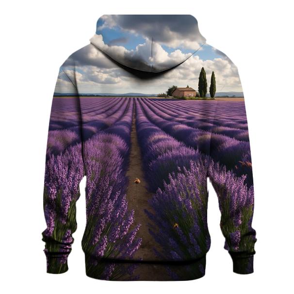 Lavender Rows Under Migrating Clouds premium hoodies