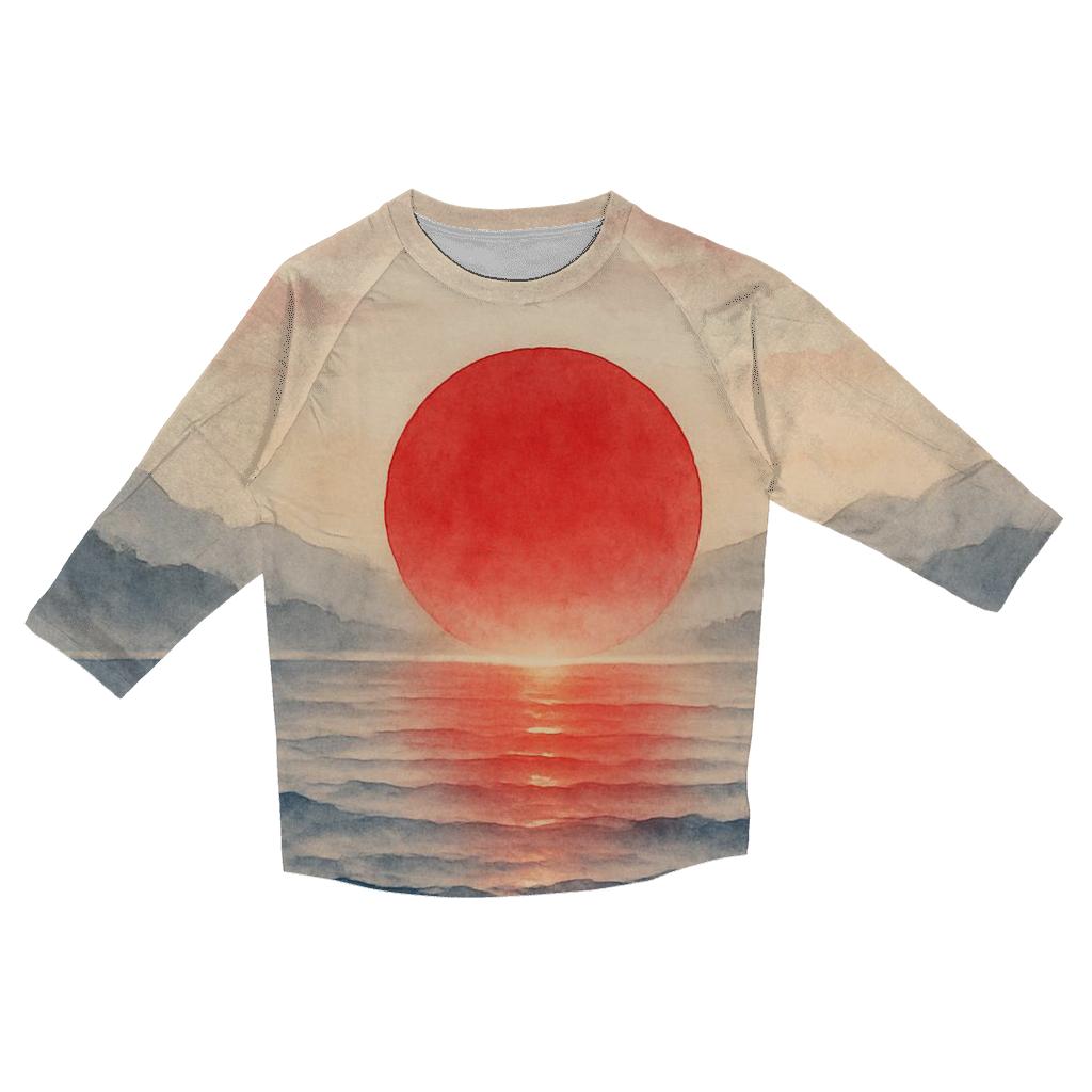 Rising_Sun_Watercolor_Tide trendy 3/4 sleeve tops