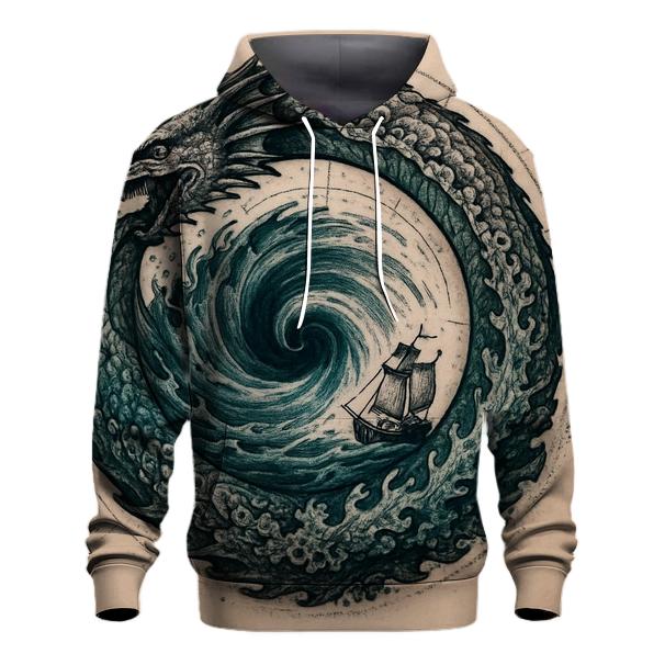 Ocean Maelstrom Ouroboros graphic hoodies