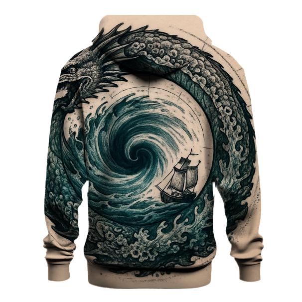 Ocean Maelstrom Ouroboros graphic hoodies