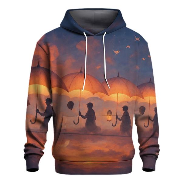 Umbrella Parade In The Sky Rail printed hoodies