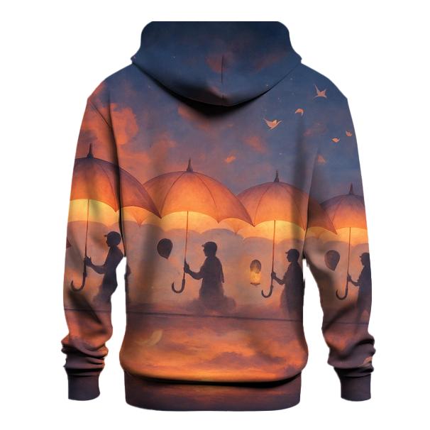 Umbrella Parade In The Sky Rail printed hoodies