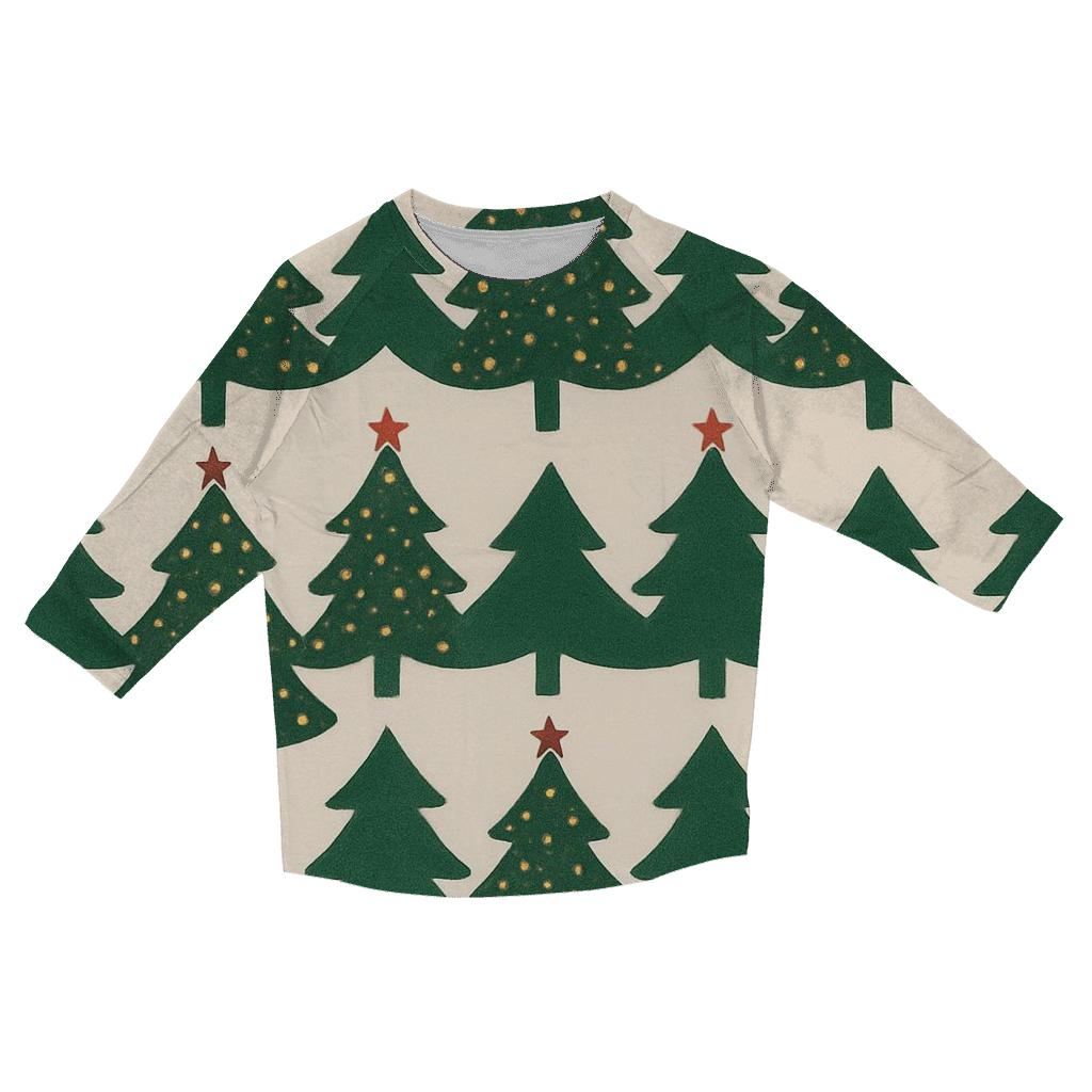 Evergreen Forest Chevron With Golden Ornaments custom 3/4 sleeve shirts