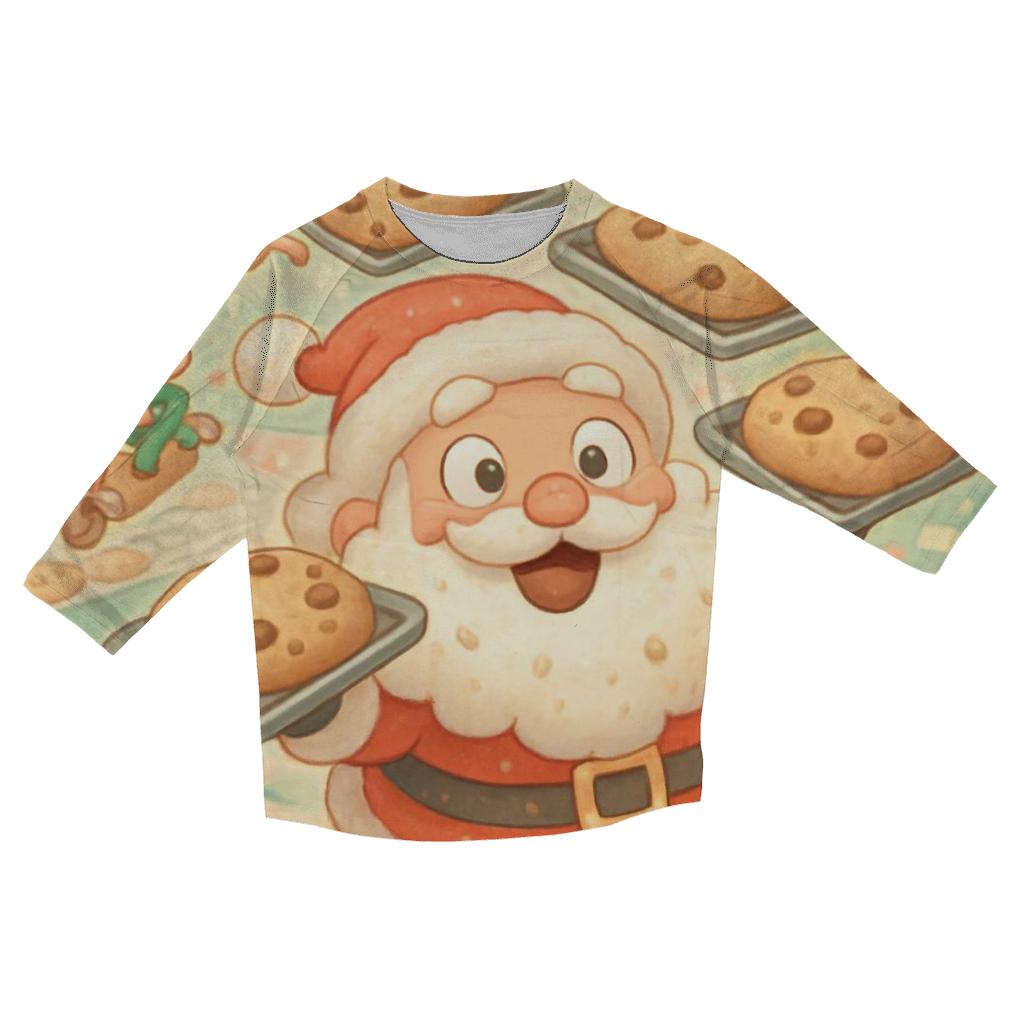 Chibi Cookie Factory Santa Chaos printed three quarter sleeve shirts