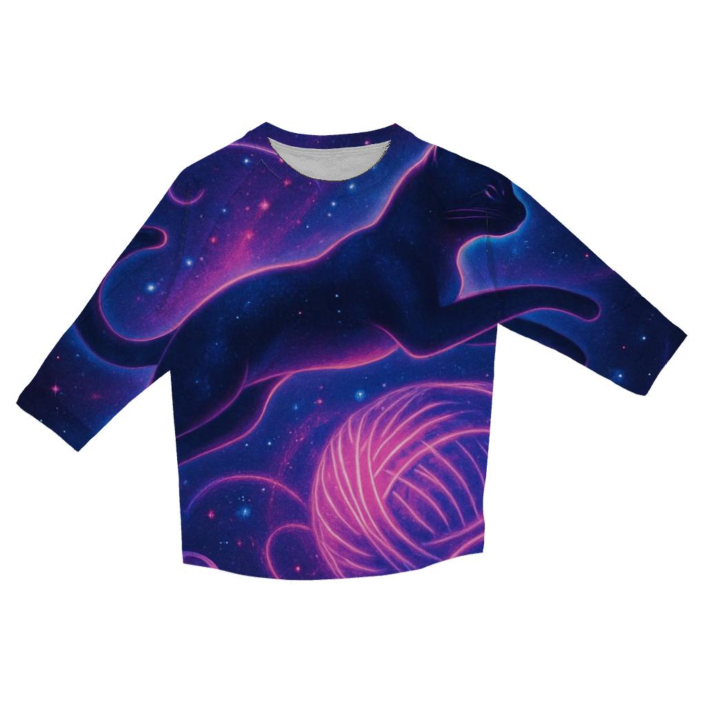Galactic Yarn Nebula Cat stylish quarter sleeve tops