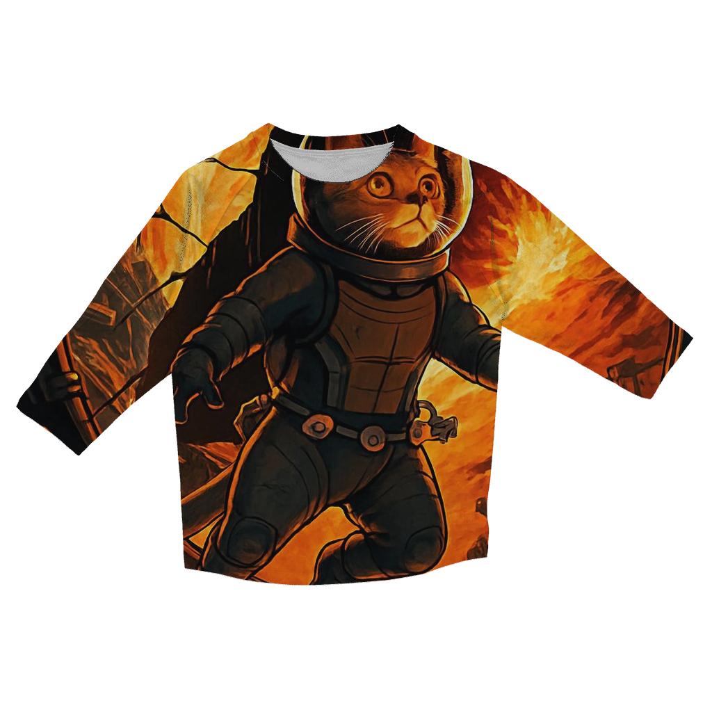 Solar Flare Astronaut Cat personalized 3/4 sleeve tees