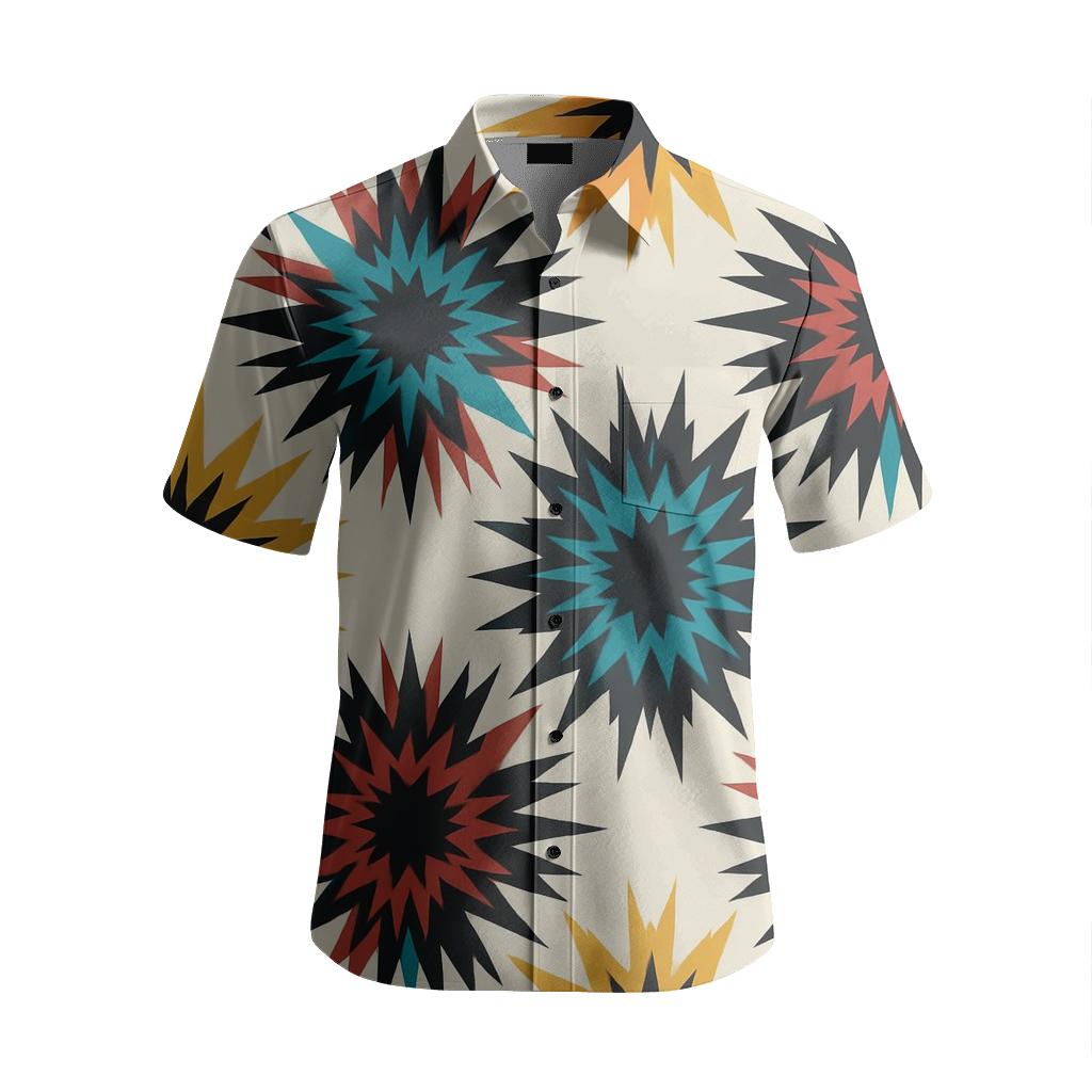 Galactic Ikat Ray Bursts branded embroidered shirts