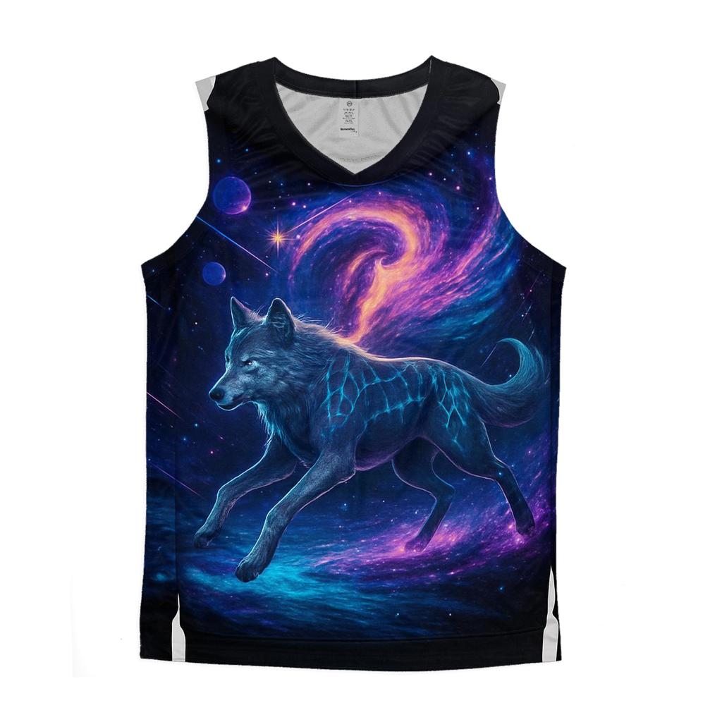 Nebula Trail Alpha Wolf graphic print tank tops