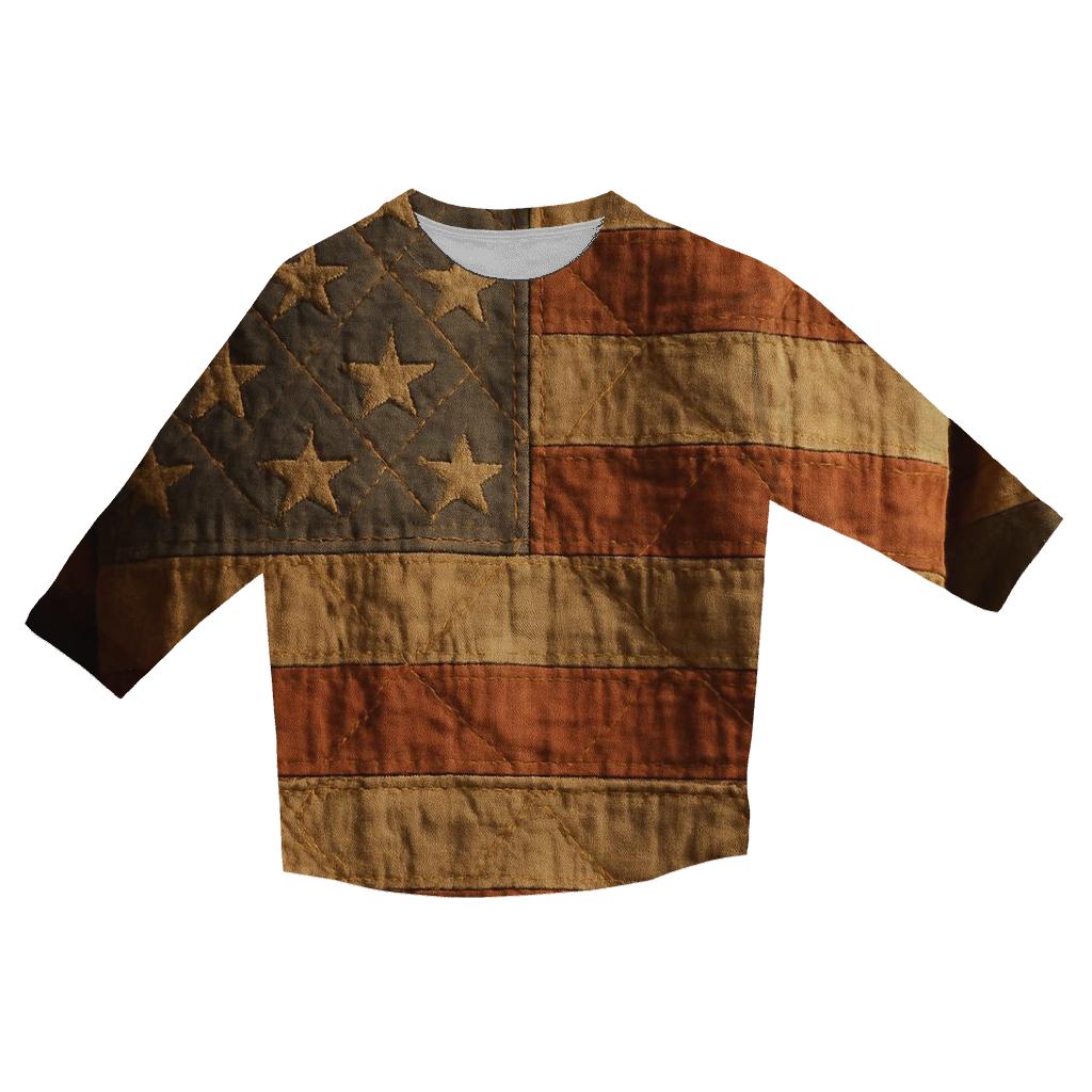 Timeworn Patchwork Patriot Quilt designer 3/4 sleeve blouses