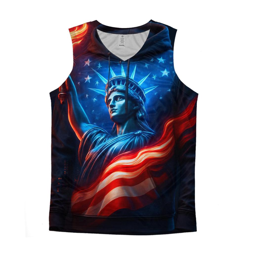 Liberty Flame Skyline Flag graphic print tank tops