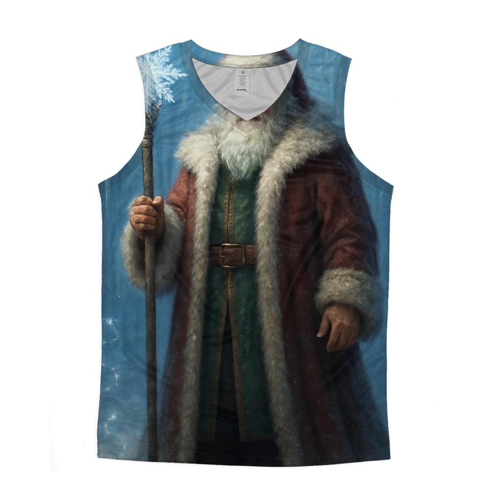 Frosted Crystal Forest Santa Guardian trendy fitted tank tops
