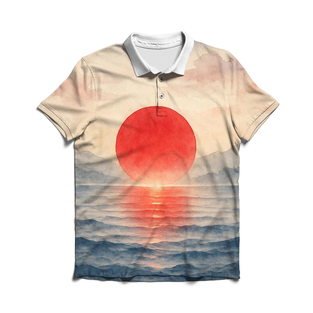 Rising_Sun_Watercolor_Tide stylish collar polo tees