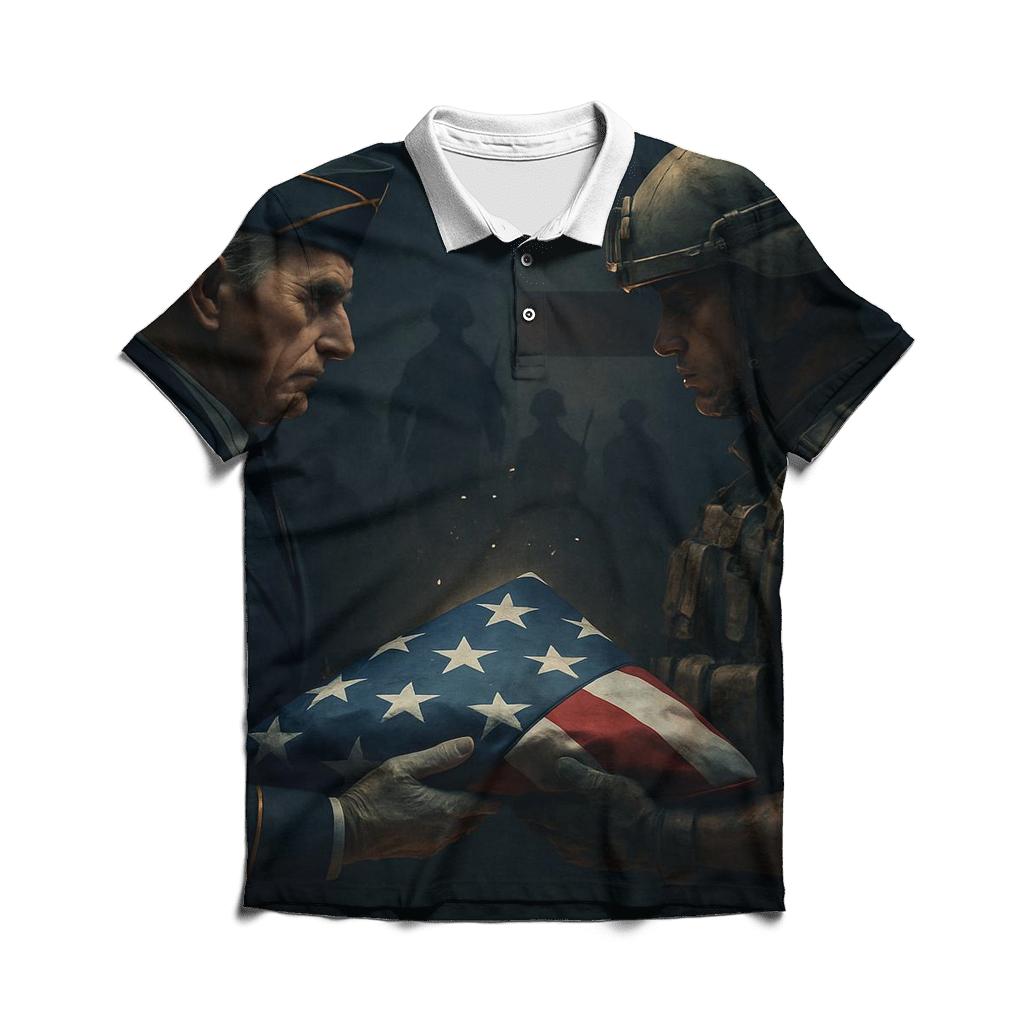 Folded Flag Between Two Generations classic pique polos