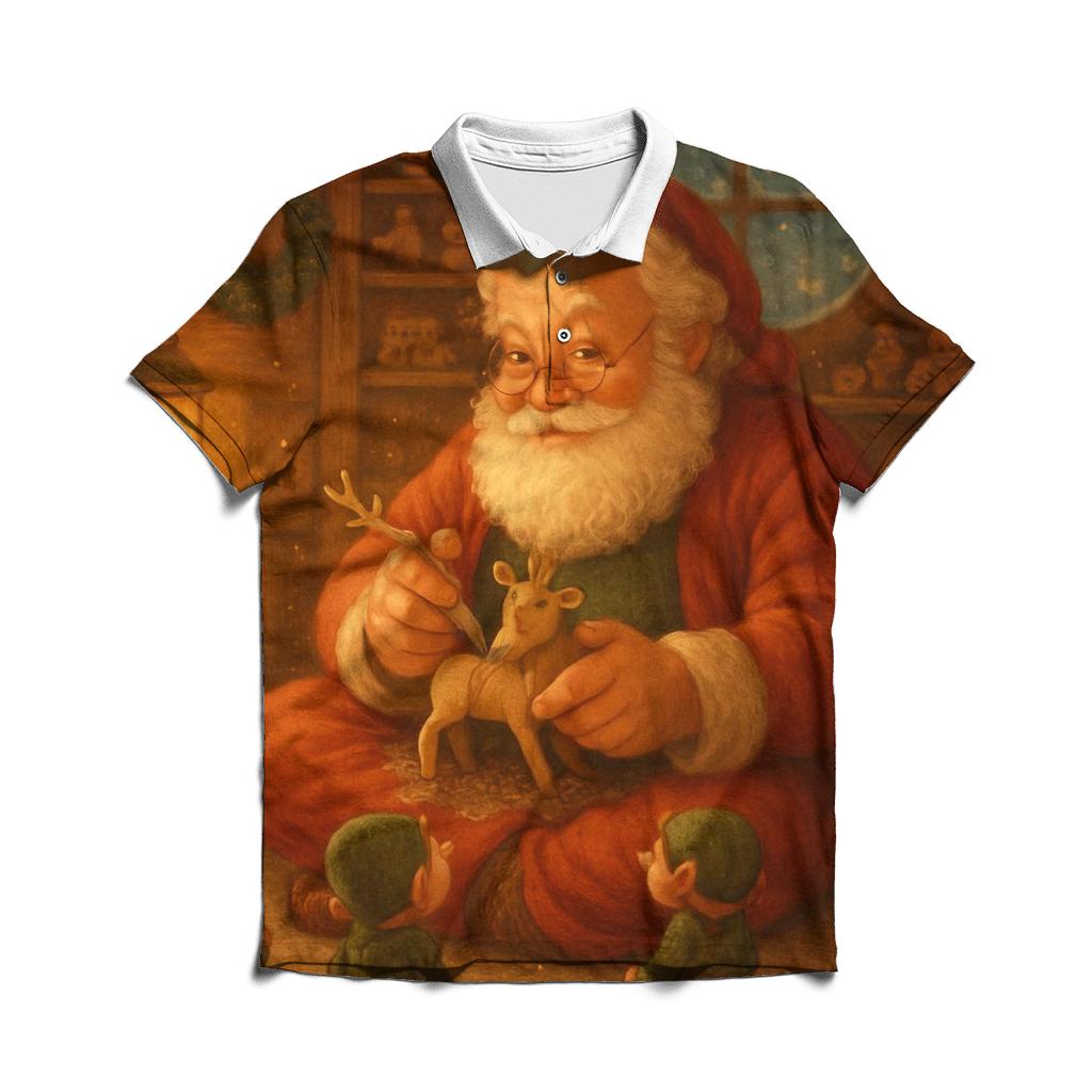 Cozy Workshop Storybook Santa classic pique polos