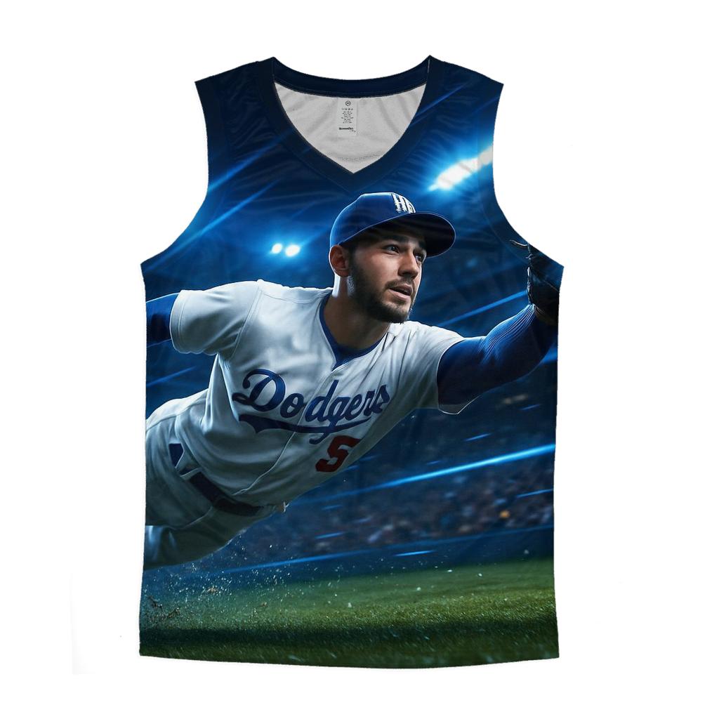 Electric Blue Outfield Dive designer workout tanks
