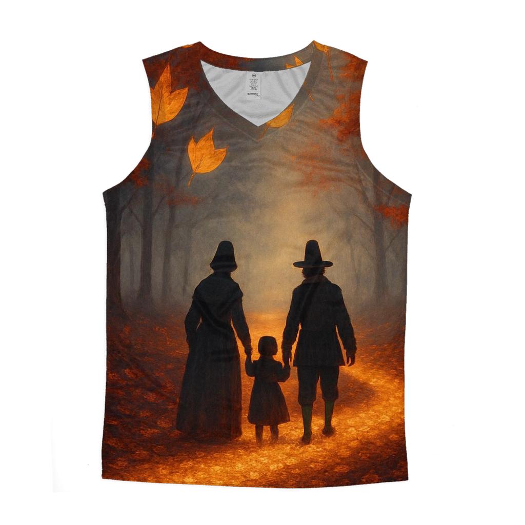 Pilgrims Path Of Leaves graphic print tank tops