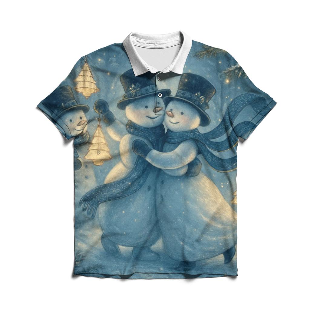Snowman Lantern Forest Waltz designer slim fit polos