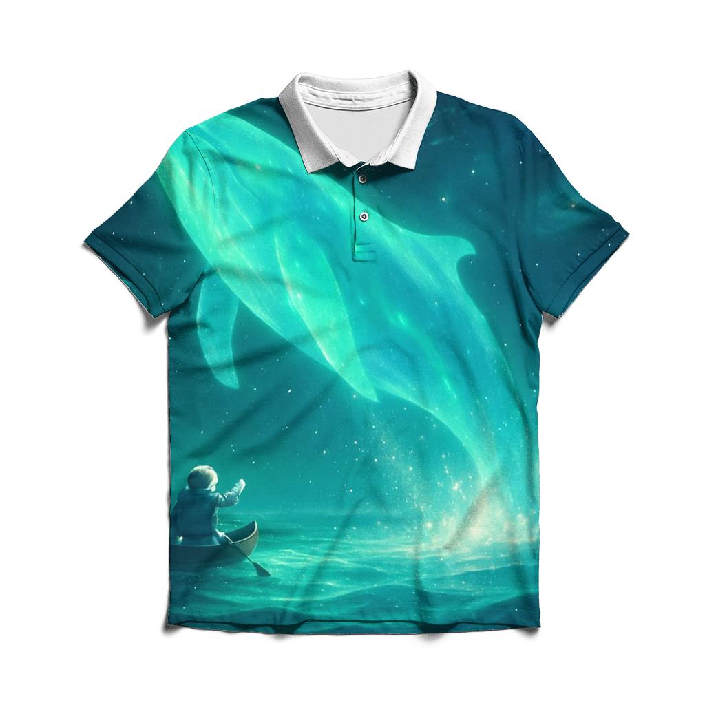 Aurora Whale In The Star Ocean embroidered polo tops