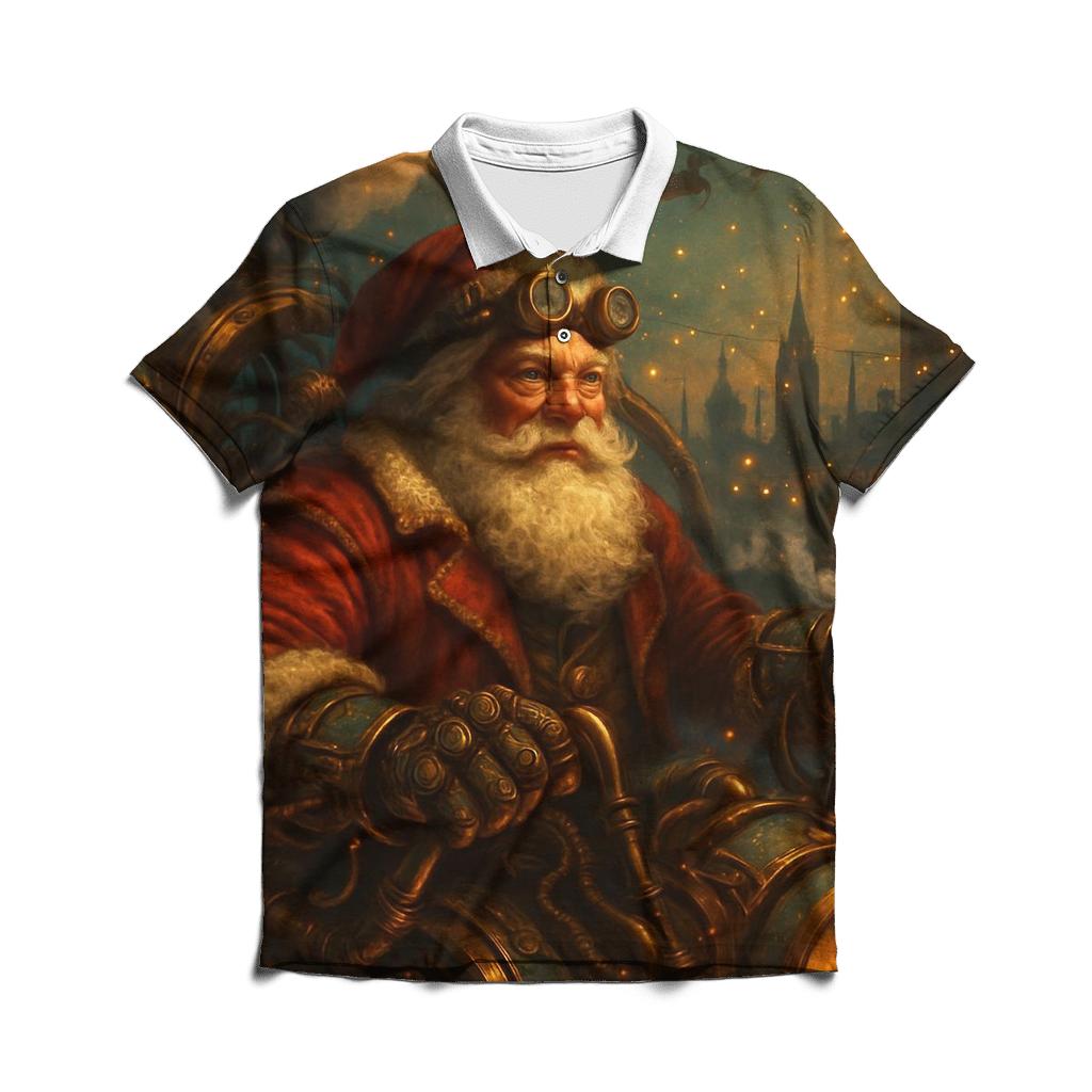 Steampunk Clockwork Santa Engine embroidered polo tops
