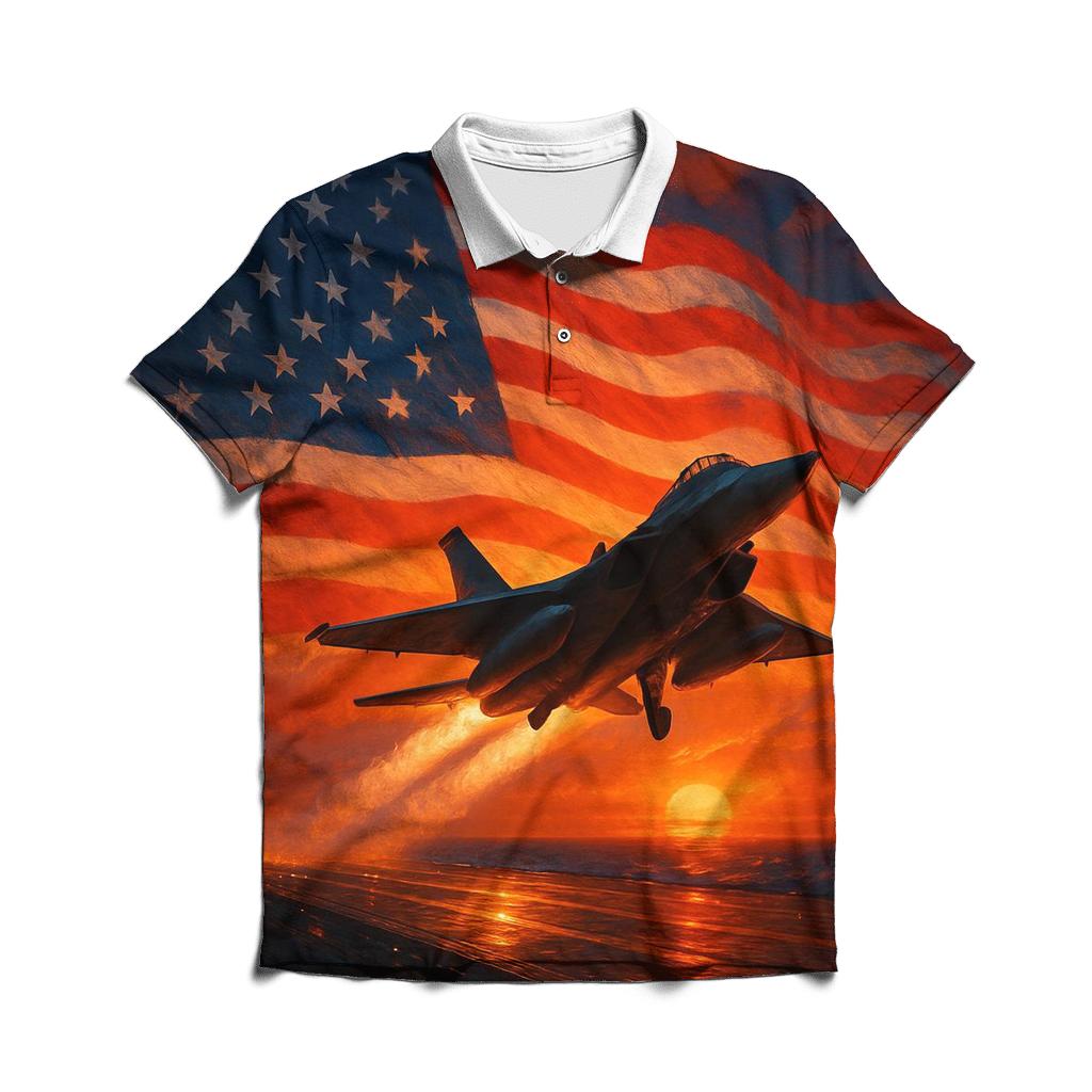 Wings Of Freedom Over The Carrier classic pique polos