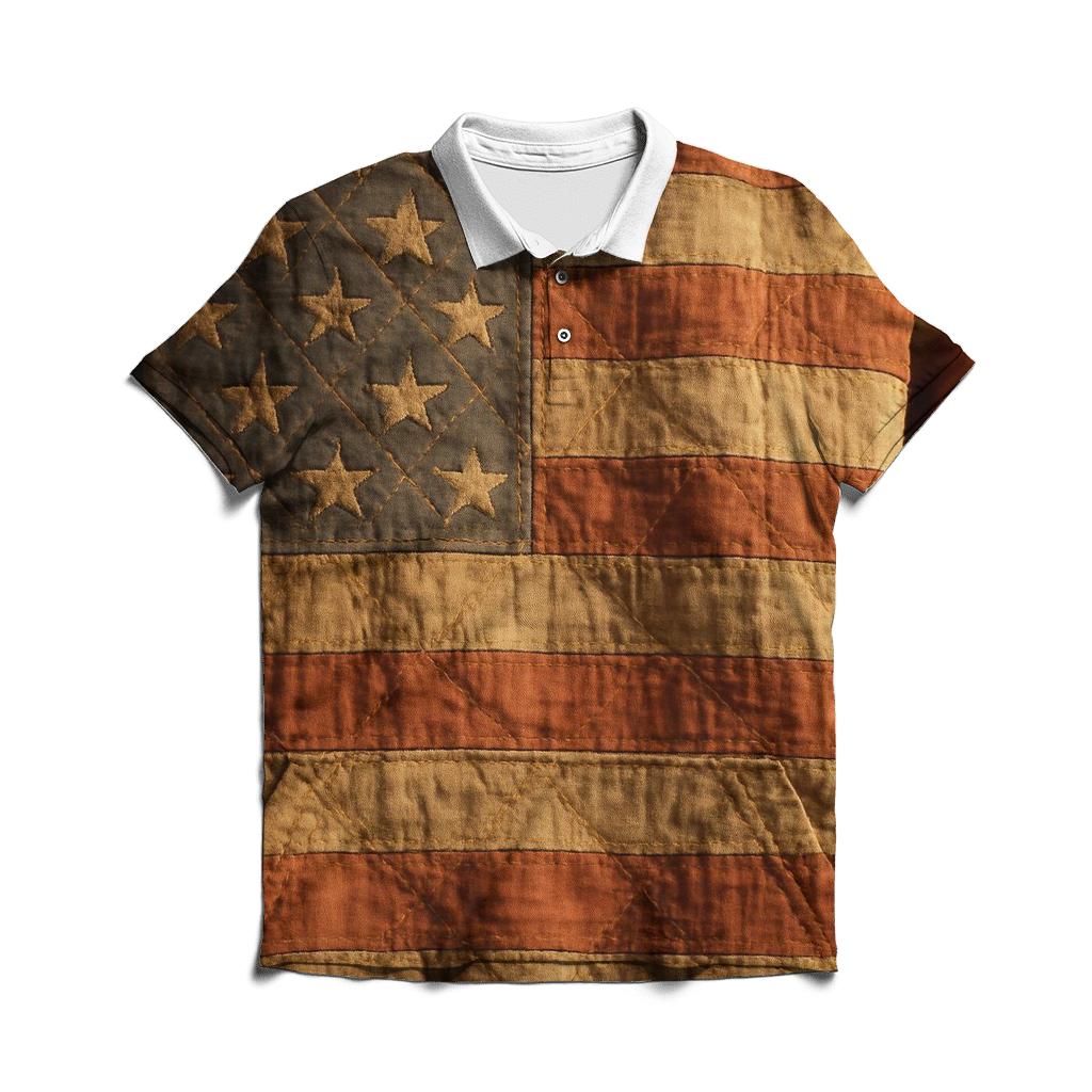 Timeworn Patchwork Patriot Quilt personalized polo shirts