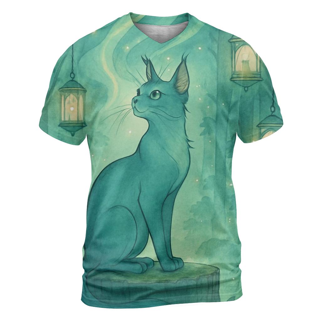 Aurora Lantern Forest Cat unique graphic print tees