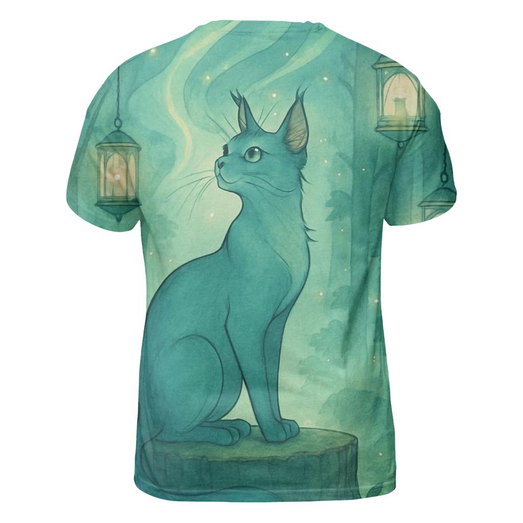 Aurora Lantern Forest Cat unique graphic print tees