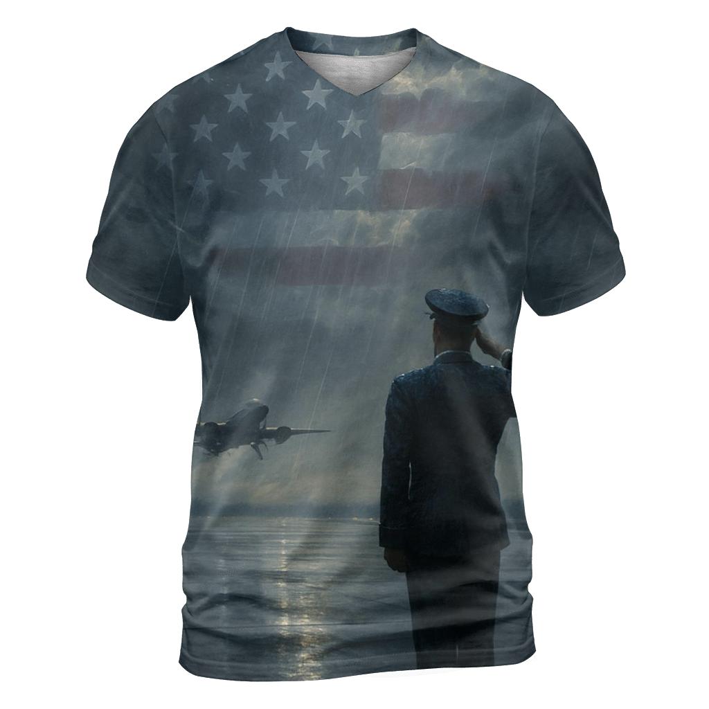 Silent Salute In The Rain designer pattern shirts