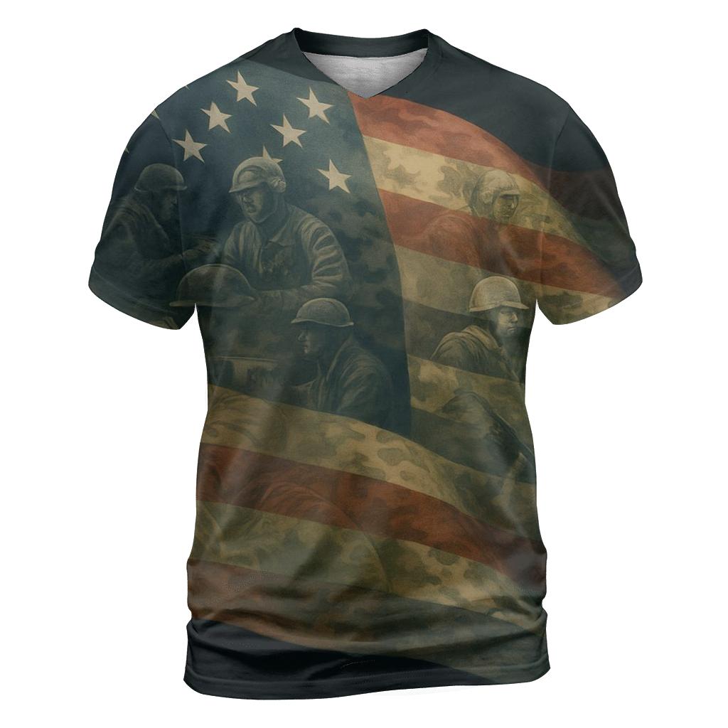 Camouflage Stripes Of Many Branches artistic all-over print tops