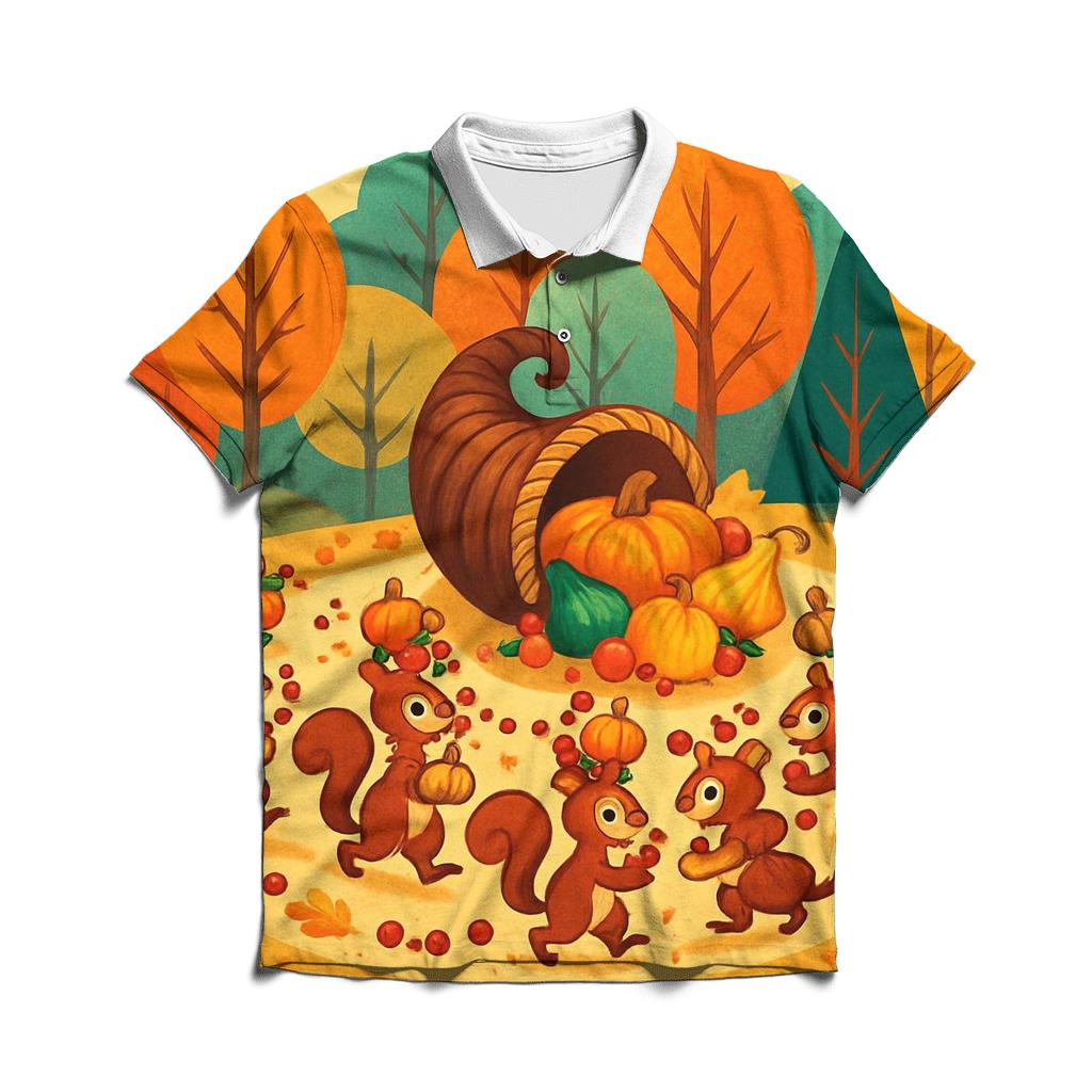 Squirrels Cornucopia Parade premium cotton polo shirts