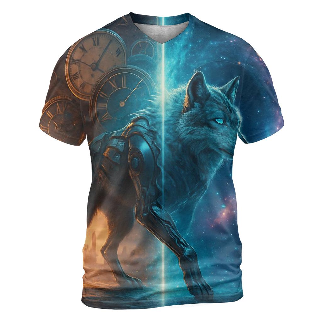 Time Rift Wanderer Wolf designer pattern shirts