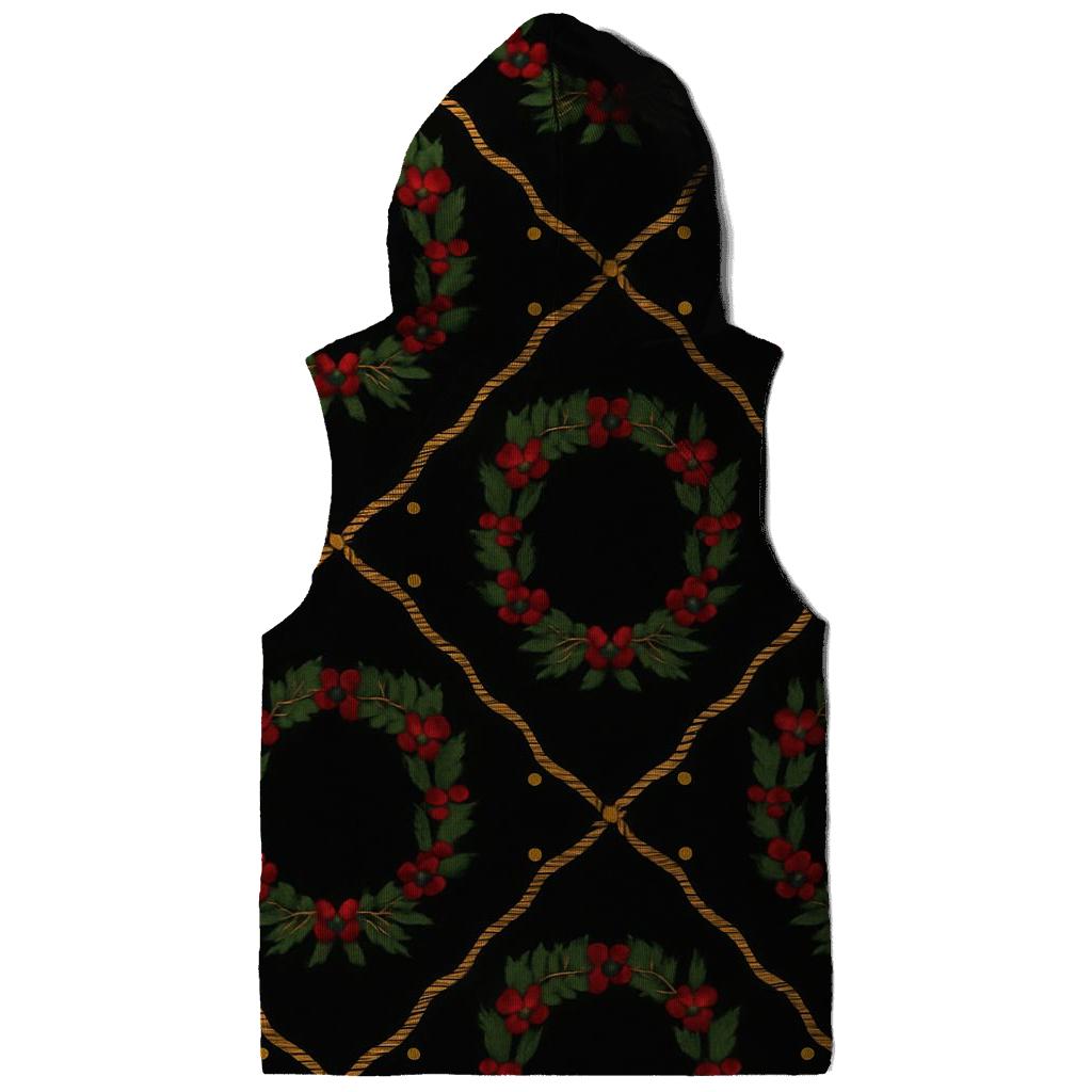 Crimson Holly Garland Lattice On Midnight Black zip-up hoodies