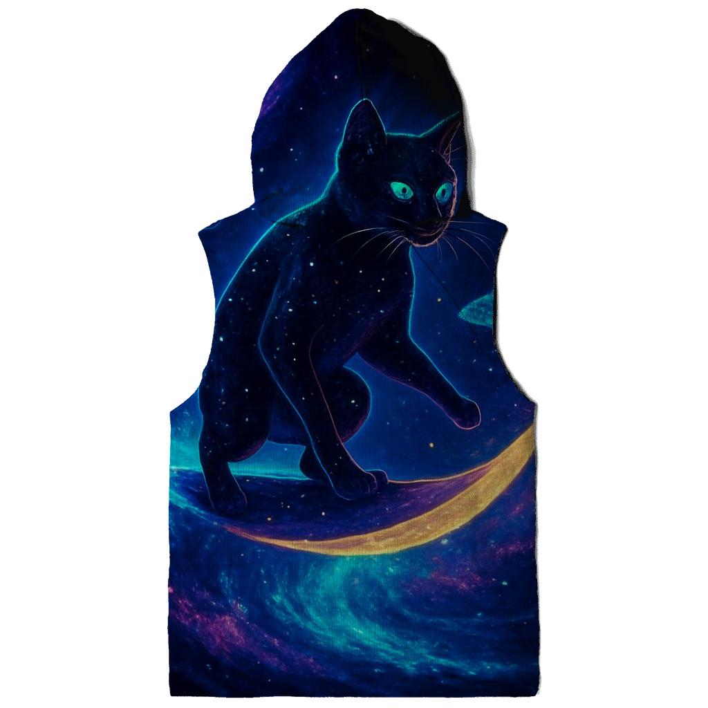 Celestial Tide Surfer Cat graphic hoodies