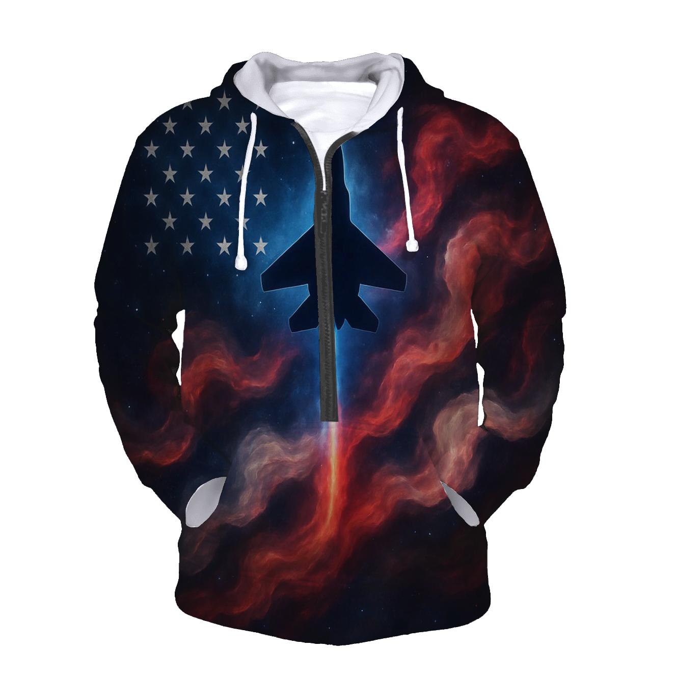 Nebula Stripes Cosmic Flight embroidered hoodies