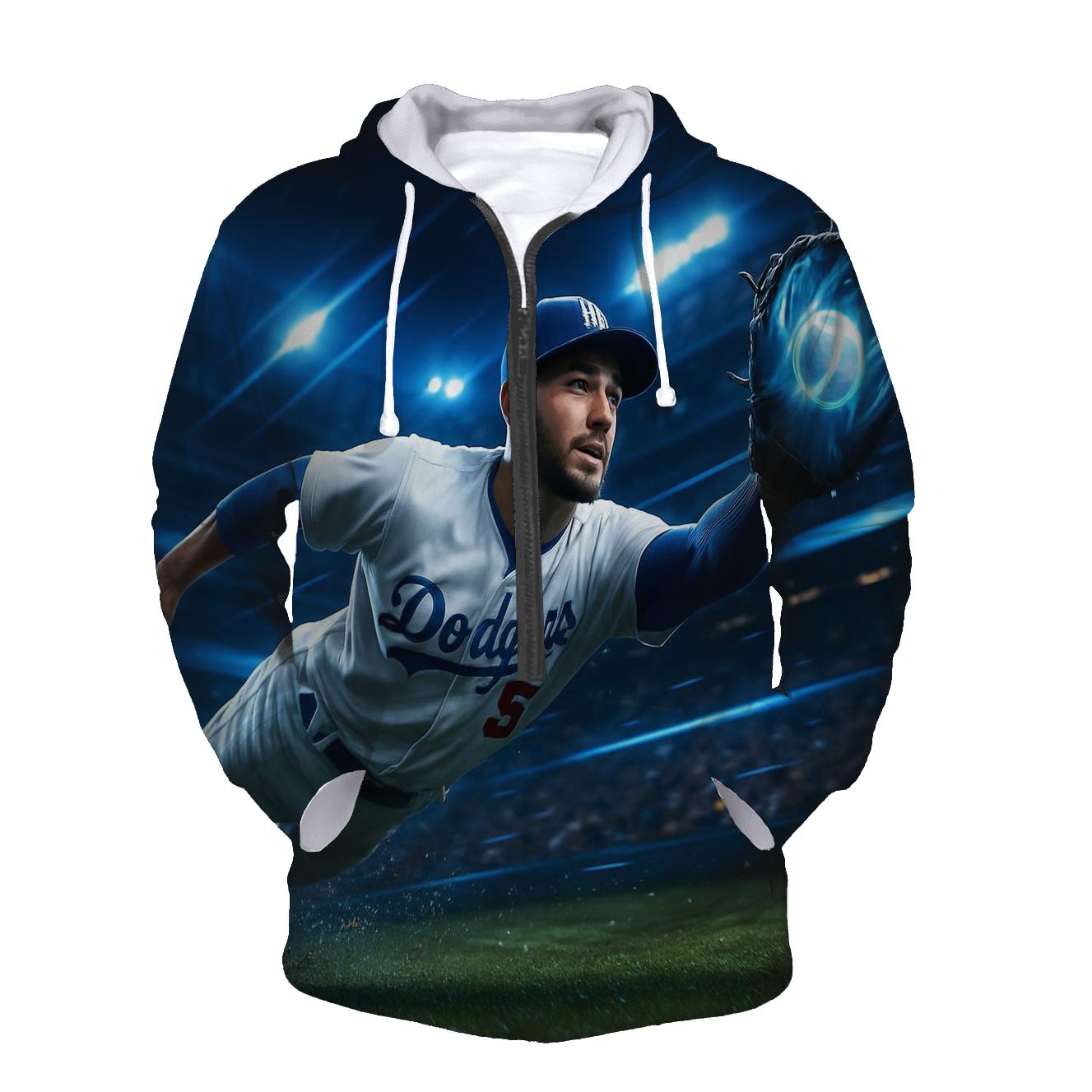 Electric Blue Outfield Dive hoodie designs