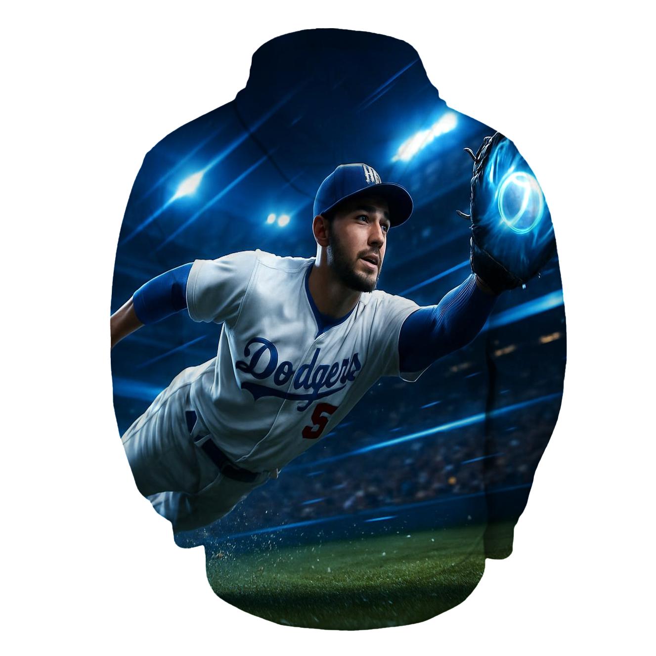 Electric Blue Outfield Dive hoodie designs
