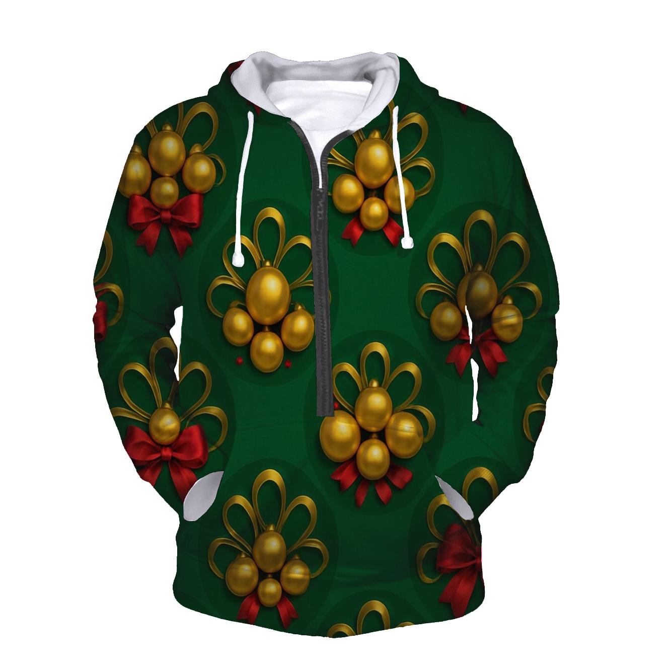 Bauble And Ribbon Radial Burst On Emerald pullover hoodies