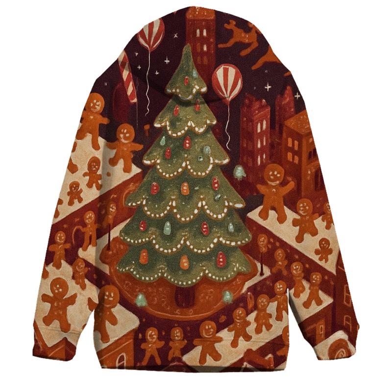 Gingerbread City Roof Top Parade printed hoodies