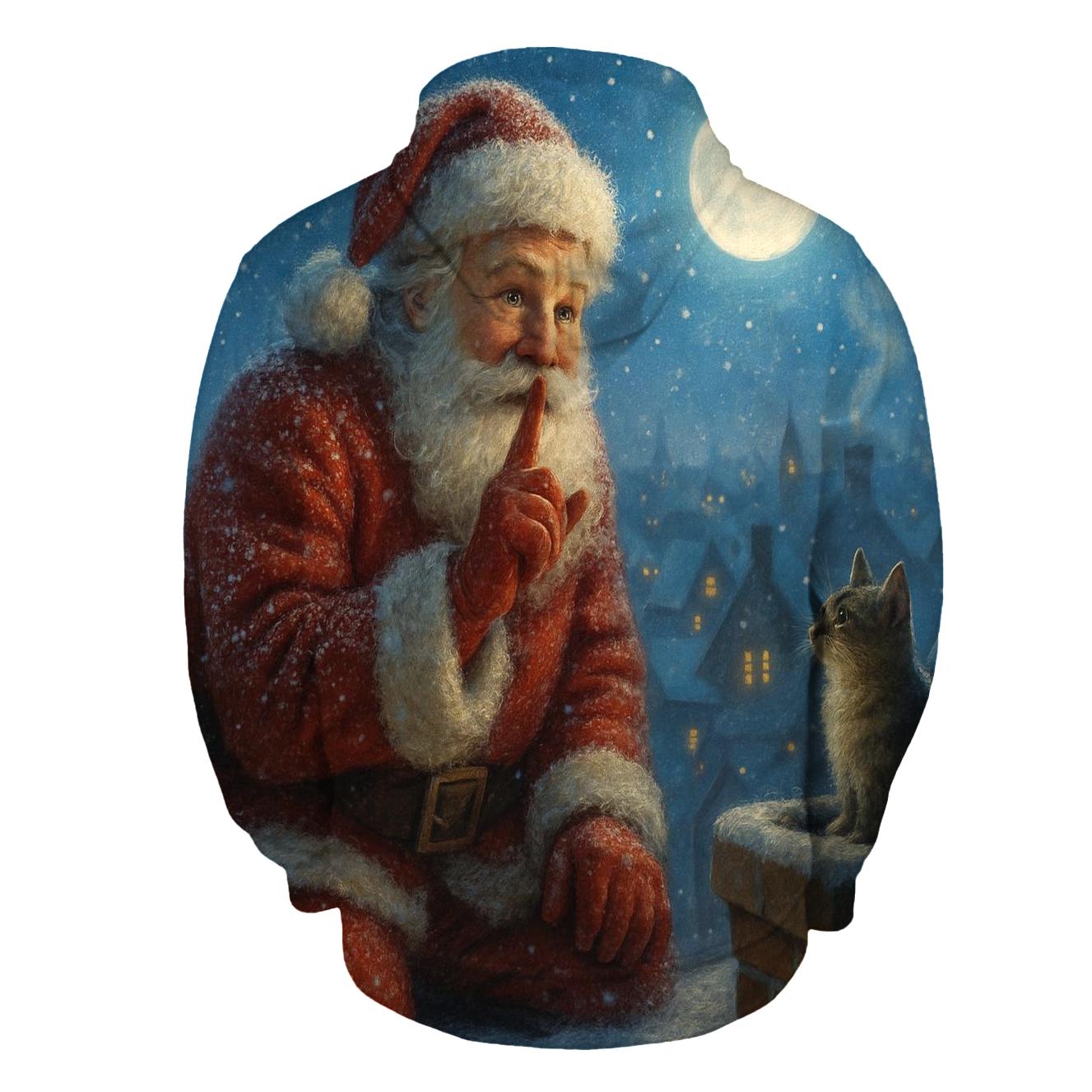 Moonlit Rooftop Silent Santa hoodies fashion