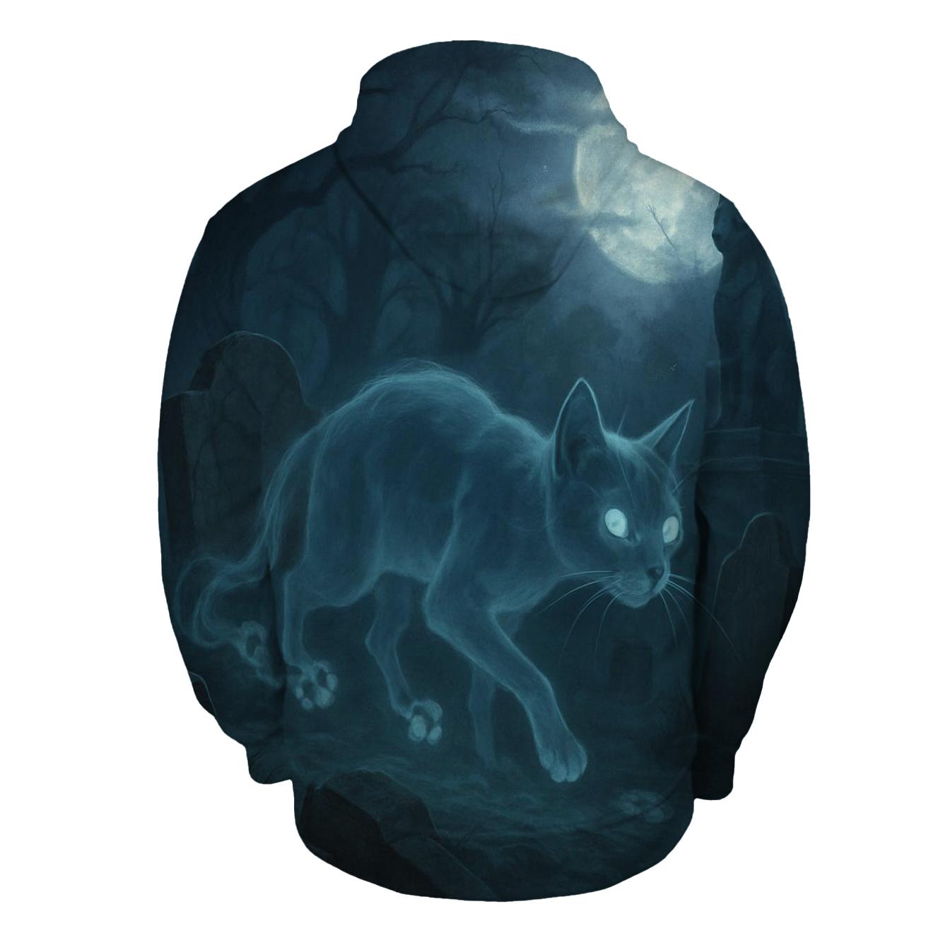 Midnight Graveyard Phantom Cat custom hoodies